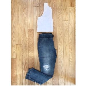 cloth & stone Distressed Tencel Chambray Pants - S